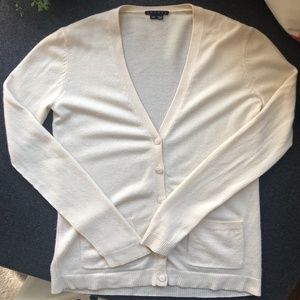 Theory Ivory S/P Cardigan 100% Cashmere